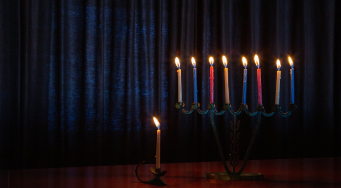 A beautiful multicolored menorah