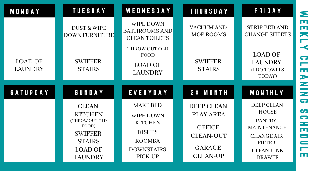 Easy Weekly Cleaning Schedule
