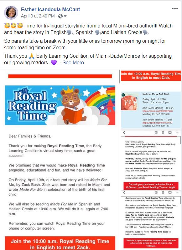 Royal Reading Time Esther McCant Contributor Miami Moms Blog