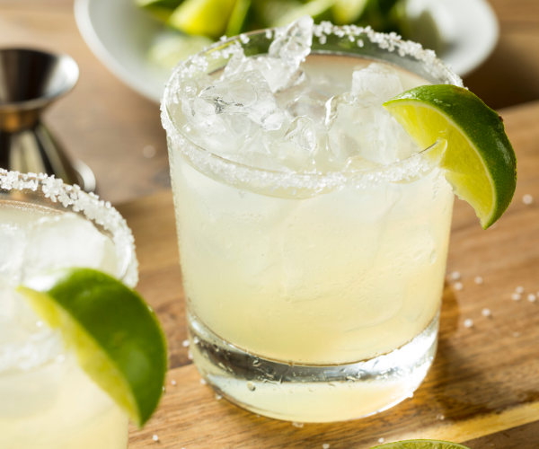 Image: A homemade margarita in a salted glass