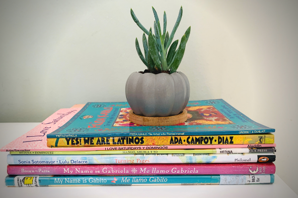 Image: A stack of children's books for Hispanic Heritage Month