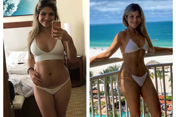 Bella's before and after pictures (Baby Weight: How to Lose It Without Pressure Bella Behar Contributor Miami Mom Collective)