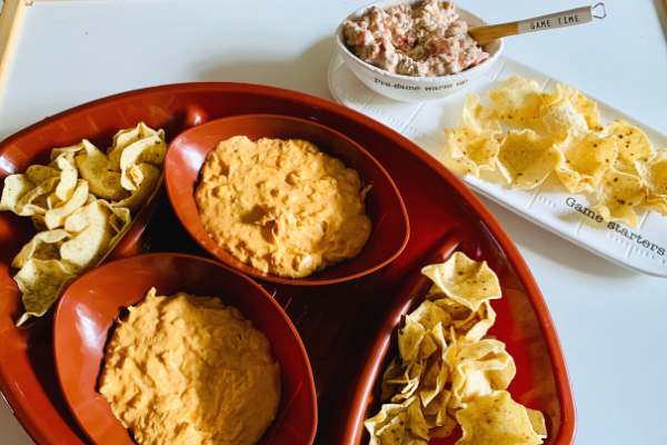 Football shaped snack platter with chips and dip (The Big Game: Quick Recipes and Tips for a Super Fun Day Ana-Sofia DuLaney Contributor Miami Mom Collective)