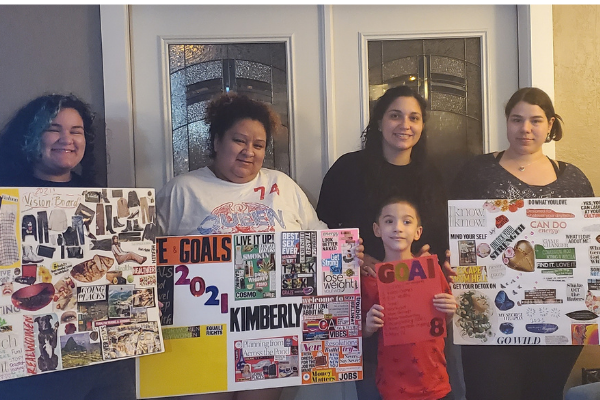 Minnie and friends with their vision boards (Minnie Roca Contributor Miami Mom Collective)