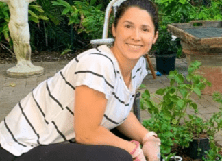 Aymee in her garden (Florida Garden: Start Yours During National Gardening Month Aymee Blanco Contributor Miami Mom Collective)