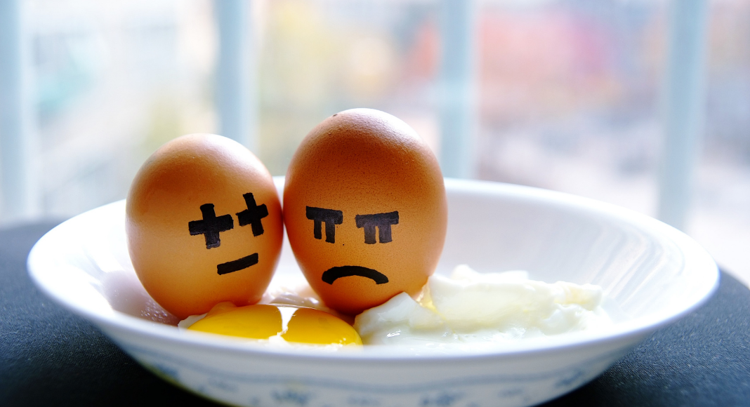 Two eggs with sad faces drawn onto them (An Open Letter to Moms Who Hate Cooking Becky Gonzalez Contributor Miami Mom Collective)