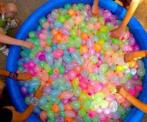 A water balloon station