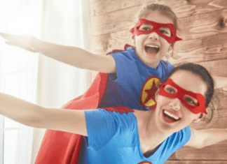 A mother and daughter in superhero costumes (Boosting the Immune System for a Great School Year Ahead Adita Lang Contributor Miami Mom Collective)