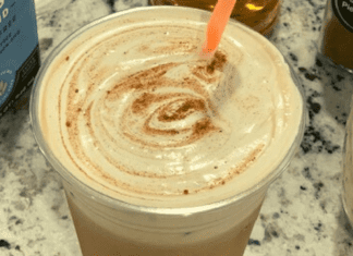 A cup of Alexa's homemade pumpkin cream cold brew (Pumpkin + Cold Brew: How To Make this Popular Fall Coffee at Home! Alexa Gonzalez Contributor Miami Mom Collective)