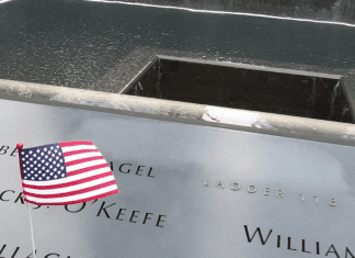 Image: A list of names engraved at the September 11th Memorial