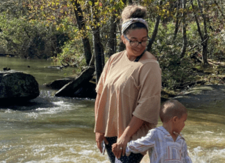 Image: Dianna and her son standing by a stream in North Carolina (Fall Getaways: 6 Destinations to Visit This Year Dianna Hill Contributor Miami Mom Collective)