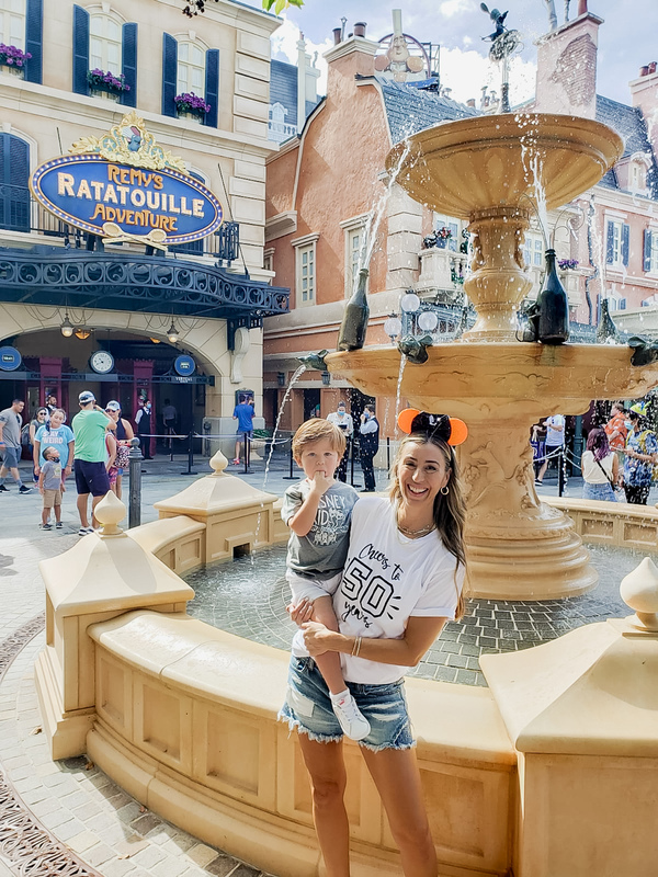 Image: Sandra and her son at Remy's Ratatouille Adventure (Disney at 50: Walt Disney World's Golden Birthday Celebration Sandra Jacquemin Contributor Miami Mom Collective)