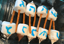 Image: A tray of homemade Chanukah dreidel pops