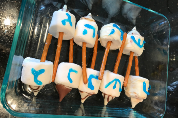 Image: A tray of homemade Chanukah dreidel pops (Chanukah Dreidel Pops: Sweet Treats for Your Chanukah Party Bella Behar Contributor Miami Mom Collective)