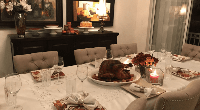 Image: A dining room table set for a Friendsgiving meal (Hosting Friendsgiving: 3 Tips To Make It Enjoyable for Everyone Daniela Muir Contributor Miami Mom Collective)