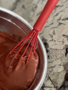 Image: A bowl of red velvet soufflake batter (GF Instant Pot Soufflake: The Not-So-Lava Cake Rachelle Haime Contributor Miami Mom Collective)
