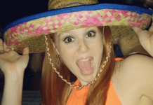 Katrina, wearing a festive sombrero to celebrate Cinco de Mayo