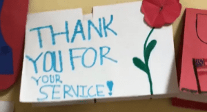 Homemade thank you notes on a military base in Poland