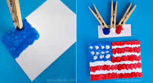 A DIY pom-pom American flag craft