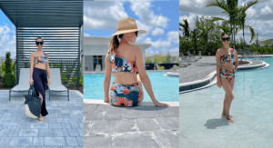 Jessica models a resort-style 2 piece swimsuit