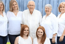 Grandparents with 3 daughters and 2 granddaughters