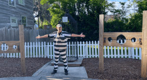 A man in a jail suit at the Old Jail Museum in St. Augustine, FL