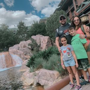 Rachelle and her family at the Fort Wilderness Resort