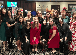 Members of the Miami Mom Collective Team at the team Christmas party at Trump Doral