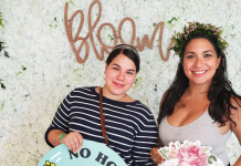 Image: Minnie and a friend at a Miami Mom Collective Bloom event
