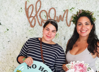 Image: Minnie and a friend at a Miami Mom Collective Bloom event