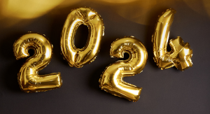 Image: 2024 in gold balloons