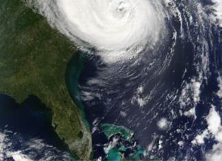 Image: A hurricane off the coast of the US