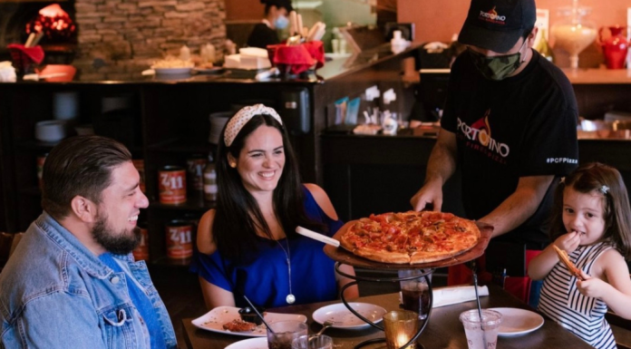 Image: Diana and her family enjoying a meal at Portofino Coal Fired Pizza in Homestead