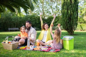 Image: A family enjoying a picnic outdoors