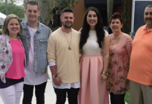 Family celebrating Easter at church