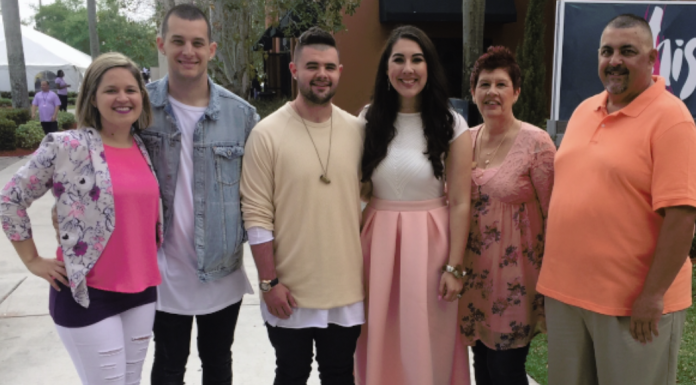 Family celebrating Easter at church