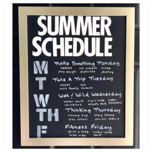 Image: Example of a weekly summer schedule board