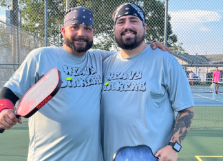 Image: Dads competing in a local pickleball tournament