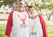 Mimi and Papa in their Christmas shirts