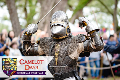 Image: A knight performs at Camelot Days Medieval Festival