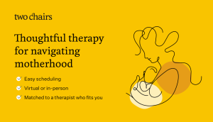 Image: Infographic about how Two Chairs helps moms with finding the right therapist