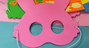 Image: A pink bunny mask