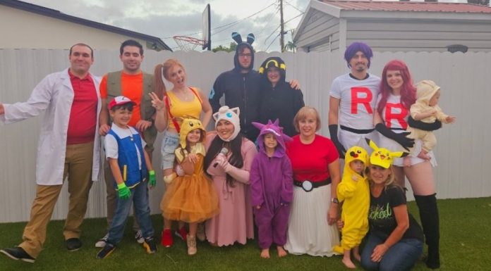 Image: Family dressed in Pokémon costumes for Halloween